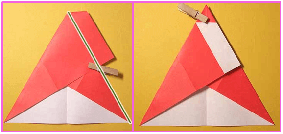 クリスマスオーナメント手作り折り紙　星形サンタクロースの折り方3